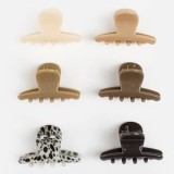 Clame de păr subțiri, 6 buc, 4,5 cm, culori păm&acirc;ntii cu model zebra, CMCLASS