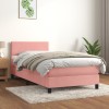 VidaXL Pat box spring cu saltea, roz, 90x190 cm, catifea 3141160