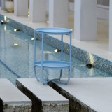 Masa auxiliara cu 2 tavi detasabile Sandefjord, otel, 57,5x40 cm, albastru ciel