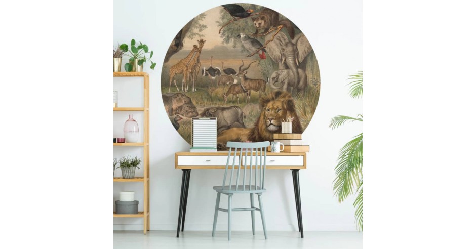 WallArt Tapet în formă de cerc „Animals of Africa”, 190 cm 440365 ...