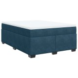 Cumpara ieftin Pat box spring cu saltea, albastru inchis, 140x200 cm, catifea