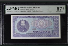 100 lei 1966 PMG67 UNC bancnota gradata