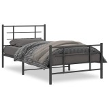 Cumpara ieftin Cadru pat metalic cu tablii de cap/picioare, negru, 107x203 cm