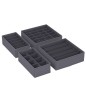 Set 4 Organizatoare lenjerie pentru sertar, Salestore.ro® cu pereti rigidizati, pliabile, Gri inchis