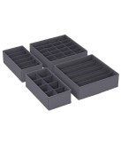 Set 4 Organizatoare lenjerie pentru sertar, Salestore.ro&reg; cu pereti rigidizati, pliabile, Gri inchis