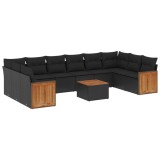 Cumpara ieftin Set canapele de gradina cu perne, 11 piese, negru, poliratan