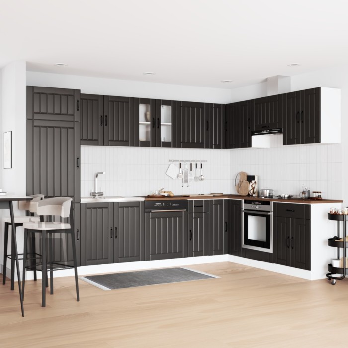vidaXL Dulap de bucătărie cu ușă Lucca 2 pcs Negru 80 x 46 x 81.5 cm 3315012