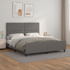vidaXL Cadru de pat cu tăblie, gri, 160x200 cm, piele ecologică foto