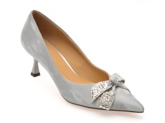 Pantofi eleganti EPICA argintii, 65057, din piele naturala