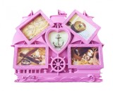 Rama Foto Corabie 5 Poze (4x 10x15cm, 1x 12x12cm), Plastic Roz, Birou/Masa, Decorativa, Cadou
