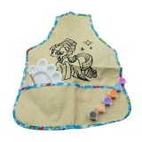 Set pictura - 4 piese - sort protectie haine iuta + paleta + 6 culori + pensula