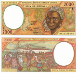 STATELE CENTRAL AFRICANE (GABON) 2.000 francs 2000 UNC!!!