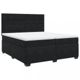 Cumpara ieftin Pat box spring cu saltea, negru, 200x200 cm, catifea