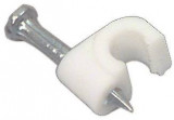 Cleme clips fixare cablu rotund plastic cu cui 6mm alb 100buc Well