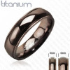 Inel din titan cu marginile zimțate, de culoarea cafelei - Marime inel: 49