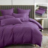 Lenjerie de pat natur uni stripe 6 piese cu husa (mov)