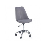 Scaun birou copii HM Coco 4, Ergonomic, Stofa, Cadru metalic, Inaltime ajustabila, Roti pivotante, 80 kg, Gri deschis