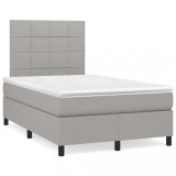 Gossi pat cu arcuri, saltea si led, gri deschis, 120x190 cm, textil