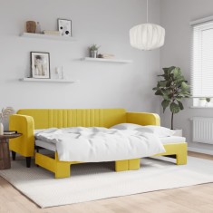 vidaXL Pat de zi cu extensie, galben, 80x200 cm, catifea 3197061