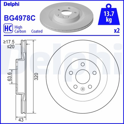 DELPHI BG4978C Disc frana foto