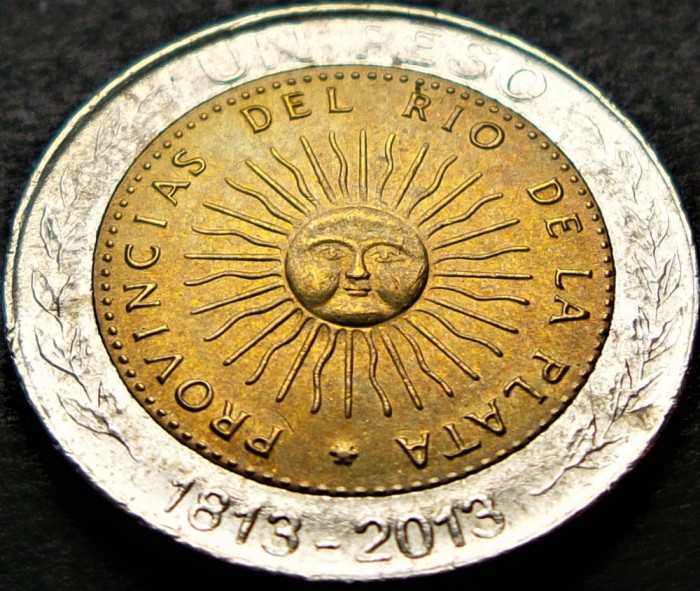 Moneda bimetal comemorativa 1 PESO - ARGENTINA, anul 2013 * cod 2955 A = A.UNC