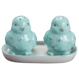 Set solnita sare si piper design pasare,ceramica, 8 cm-2 piese