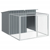 Cusca de caini cu tarc, antracit 153x194x110 cm otel galvanizat GartenMobel Dekor, vidaXL