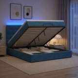 Cumpara ieftin Pat Ottoman cu Saltea si LED Albastru inchis 180 x 200 cm