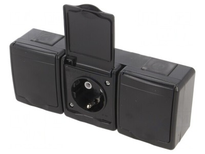 Conector Alimentare AC 250V 16A Negru Murale foto