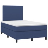 Cumpara ieftin Pat box spring cu saltea, albastru, 120x190 cm, material textil