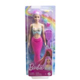 BARBIE PAPUSA SIRENA CU PAR MOV SI COADA ROZ, Mattel