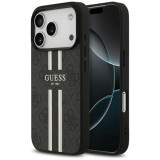 Husa MagSafe pentru Apple iPhone 17 Pro Max, Guess, 4G Printed Stripes, Neagra