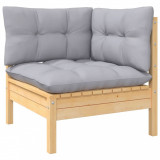 Canapea coltar de gradina cu perne gri, lemn masiv de pin GartenMobel Dekor, vidaXL