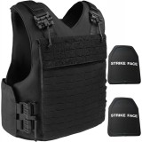 Set Vesta Tactica Reglabila + 2 Placi Balistice NIJ IV, Linovit&reg;, pentru Airsoft, Paintball, Tir sportiv, Outdoor, Vanatoare, Material Oxford 1000D, S