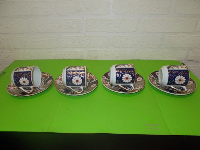 PORTELAN japonez IMARI seria EMPRESS cu filigran CAP DE GEISHA - set 4 cesti