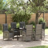 VidaXL Set de masă pentru grădină cu pernă 7 pcs Gri Rattan poli