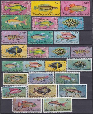 DB1 Fauna Marina Pesti 1967 Burundi 25 v. MNH foto