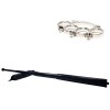 Set Autoaparare: Baston Telescopic Otel 64cm, Box Craniu Argintiu, Husa Curea