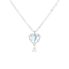 Lantisor argint 925, JW562, model inima, placat cu rodiu