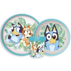 Set de masa Disney Bluey, antiderapant, din plastic pentru cuptorul cu microunde