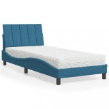 Cumpara ieftin Pat cu saltea, albastru, 80x200 cm, catifea