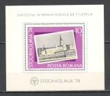 Romania.1974 Expozitia filatelica STOCKHOLMIA-Bl. YR.574