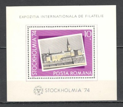 Romania.1974 Expozitia filatelica STOCKHOLMIA-Bl. YR.574 foto