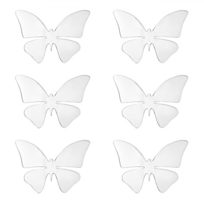 Set Autocolante Acrilice, 3D, Fluturi, 6 Bucăți, Argintii foto