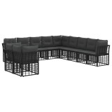 vidaXL Set de canapele de exterior cu pernă 11 pcs Negru Poliester 3437507