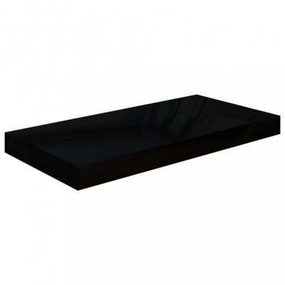vidaXL Raft de perete suspendat, negru extralucios, 50x23x3,8 cm, MDF foto