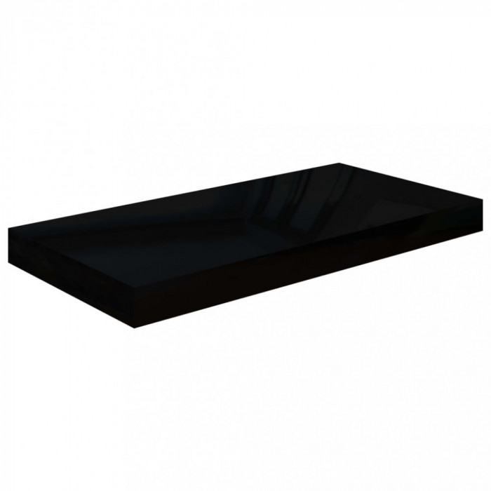 vidaXL Raft de perete suspendat, negru extralucios, 50x23x3,8 cm, MDF