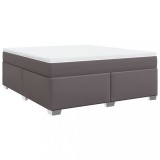 Cumpara ieftin Pat box spring cu saltea, gri, 180x200 cm, piele ecologica