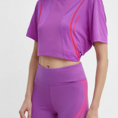 adidas by Stella McCartney pantaloni scurți de antrenament TruePace culoarea violet, cu imprimeu, high waist, IT5779