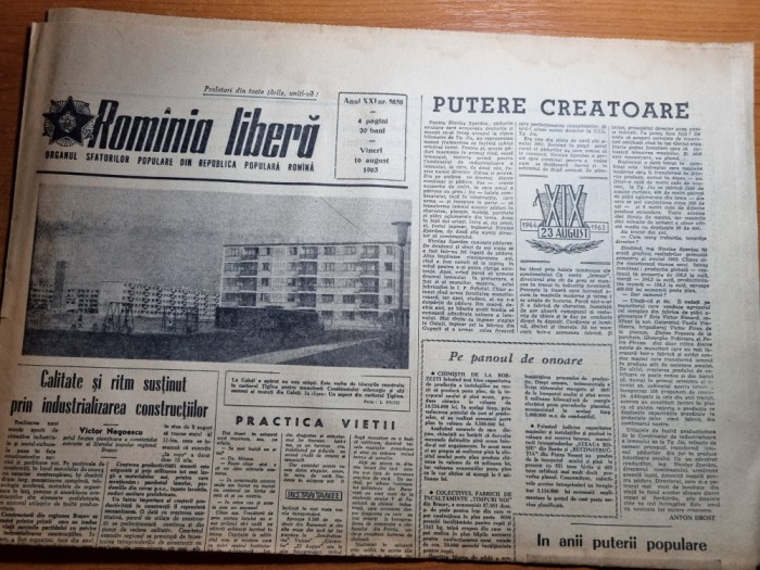 romania libera 16 august 1963-art.regiunea iasi,cartierul tiglina
